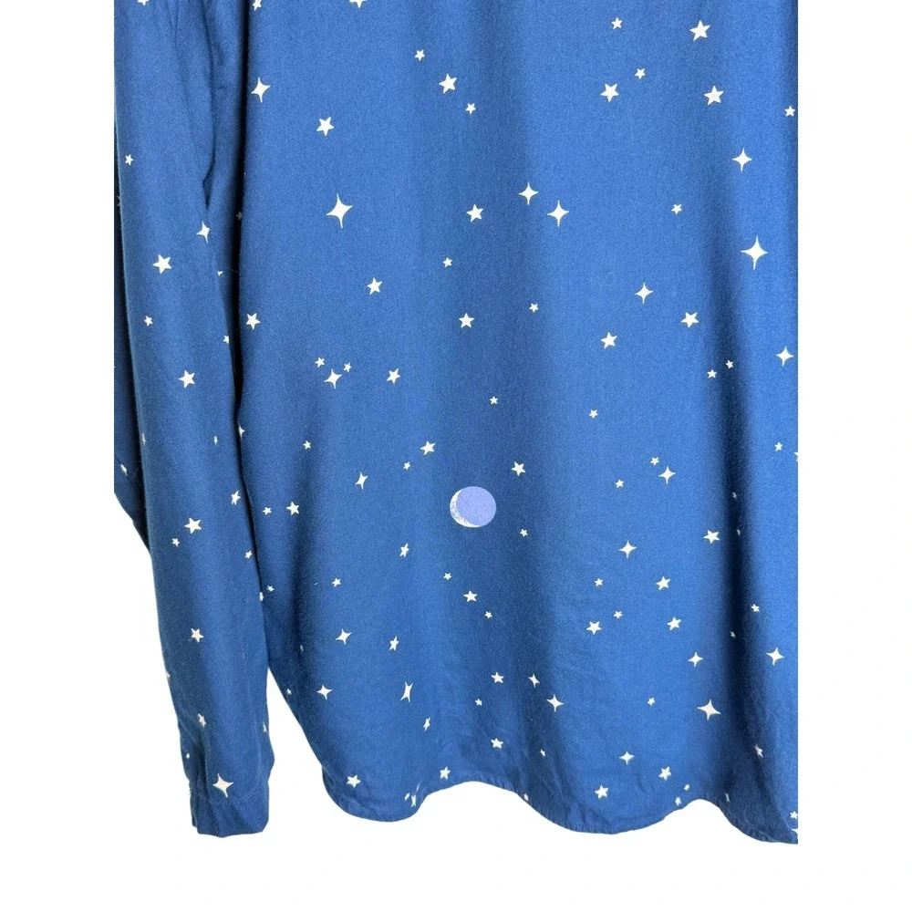 Victoria's Secret Celestial Pajama Top Stars Moon Button Front Sleep Shirt L‎